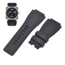 BR 03 Auto 24mm Black Rubber Watch Strap For Bell Ross