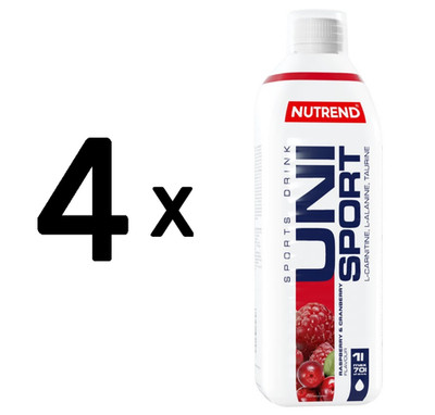 4 x Nutrend Unisport, Raspberry & Cranberry - 1000 ml. (17,49 EUR/L)