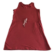 Member's Mark Womens Favorite Soft Tank Dress Size L Red Drawstring Stretch NWOT