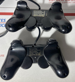 Lot of 2 Genuine Sony PS2 Dualshock 2 Black Controllers SCPH-10010 -Tested -READ