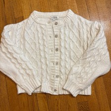 Free Assembly White Chunky Knit Cardigan Size Medium Preowned