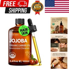 USDA Organic Jojoba Oil - 3.4 Fl Oz - Carrier Oil for Hair, Skin, Face, Scalp...