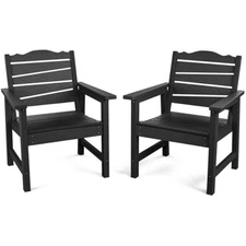 Patio Chairs Set of 2, Weatherproof HIPS Outdoor Dining Chair with Erg