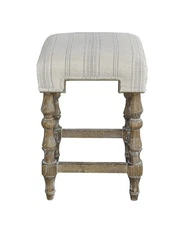 Linon Barrie 24" Backless Beige Striped Upholstered Counter Stool Nat. Wood READ