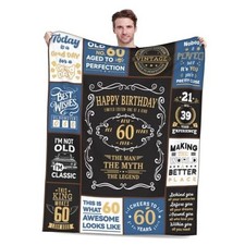 60th Birthday Gifts for Men, 1965 Birthday Gift for 60x50 inches 60th Black