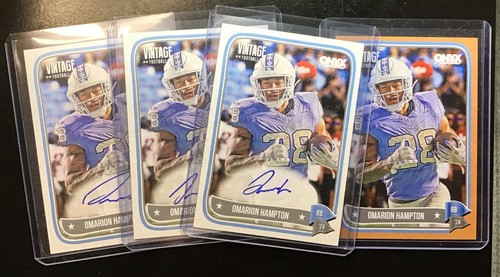 2024 Onyx Vintage Football Omarion Hampton On Card Auto Lot Of 3 + Orange /75 SP