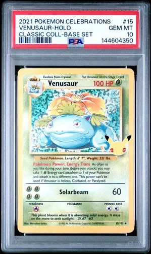 2021 POKEMON CELEBRATIONS CLASSIC COLL #15 VENUSAUR-HOLO PSA 10