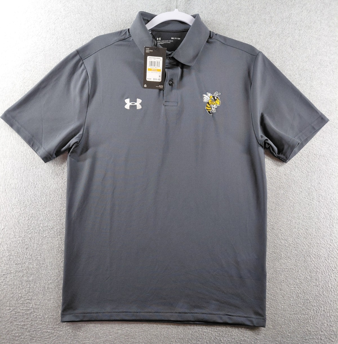 Georgia Tech Under Armour Men's Polo Shirt Size S Gray Golf Yellow