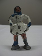 Barclay Manoil Lead Girl Ice Skater Lady In White Dress w/Blue Scarf  Skates