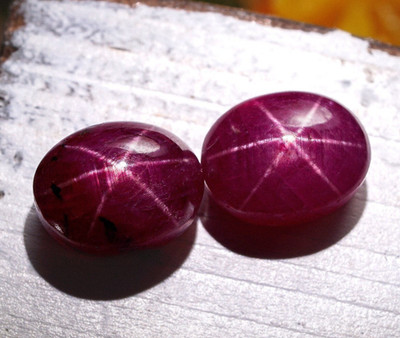 Original Natural Star Red Ruby Six Rays Pair 190040 Ct+ Cabochon Oval Gemstone!