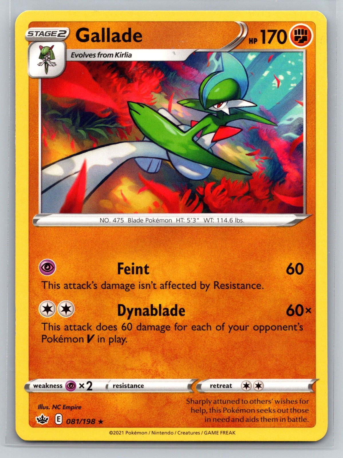 Gallade 081/198 Chilling Reign Pokemon Card Stage 2 Fighting-Type Rare 2021