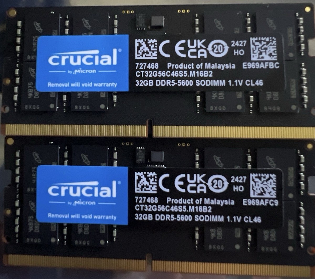 Crucial 64GB Kit Sodimm 2 x 32GB 262-Pin DDR5 5600 Laptop Memory