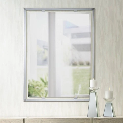 Quoizel Uptown Ritz Chrome 26" x 34" Rectangular Wall Mirror - Picture 1 of 5