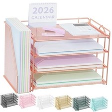 Desk Organizers and Accessories, Paper Organizer for Desk with File Rose Gold