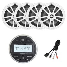 JBL Marine Bluetooth Receiver, 4x 6.5" 180W Boat White Speakers USB/AUX Adapter