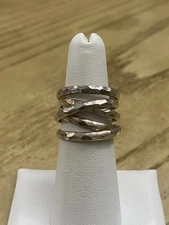 Silpada Designer Signed Multi-Band Textured Ring in Sterling Silver Size 5.5