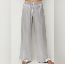 PJ Harlow Satin Palazzo Pants Silver Size Small