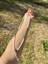 24" Nephrite Jade White Green 4mm Bead Necklace B461 a1