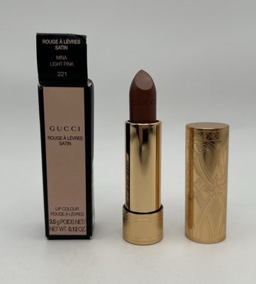 GUCCI Rouge A Levres Satin Mina Light Pink 221 Lipstick Lip Colour 0.12 oz NIB