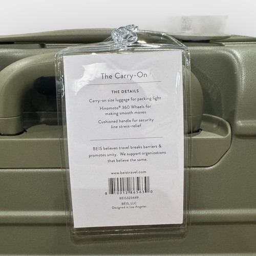 BEIS Carry On Olive Green Hard Suitcase TSA Lock Spinner Luggage - Picture 2 of 8