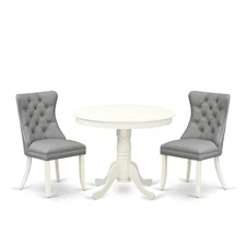 3 Piece Dining Set Consists of a Round Kitchen Table with Pedestal