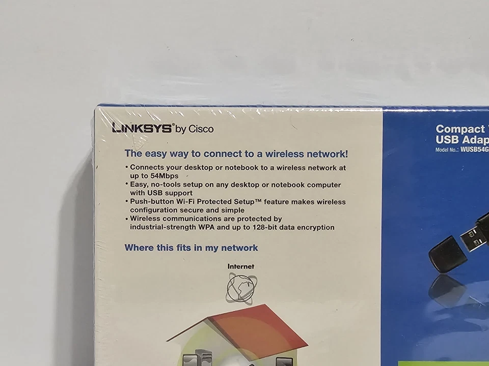 Linksys WUSB54GC Compact Wireless-G USB 2.0 WIFI Network Card Adapter Dongle - Image 3 of 4