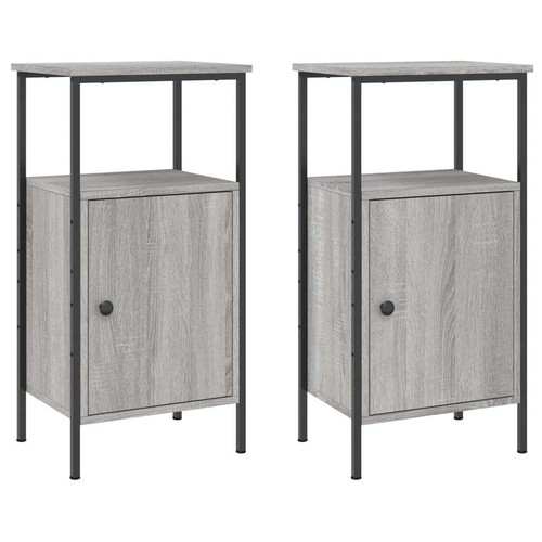 2x Bedside Tables Wooden Drawers Storage Side Shelf Cabinets Nightstand Grey