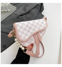 Women Saddle Bag Shoulder Bag Purse Mini Crossbody Bag White PU Leather