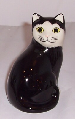 Wachtel schwarz & weiß Katze zurückblickend - 4'' groß - Simon