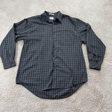 Arrow Dress Shirt Mens Sz 16-16 1/2 Plaid Black Brown Long Sleeve Dress Casual