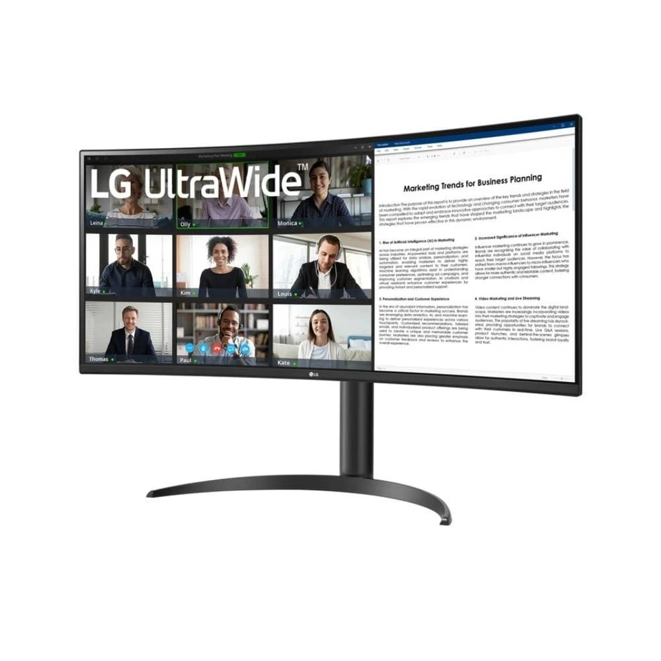 LG 34WR55QK-B 34" Wide Quad HD 100Hz Curved LCD Monitor Response Time 5ms Black - Image 3 of 4