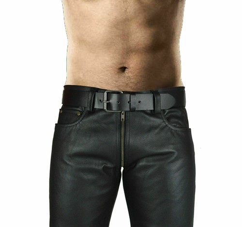 Double Slider Zip Leather Pants 