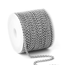 [33 FT] Stainless Steel Rolo Chains Roll, 2.5mm Wide 304 Stainless Steel Roun