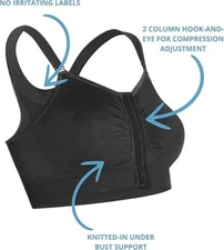 CAREFIX Bella Post Surgery Compression Bra XL Black