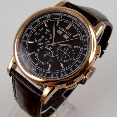 Automatic Men's Watch 42mm Date Day Month Year White/Black Dial Silver/Rose Gold