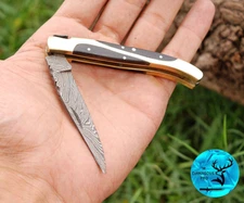 CUSTOM HANDMADE FORGED DAMASCUS STEEL FOLDING POCKET KNIFE CAMPING SURVIVAL 1263