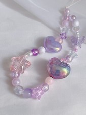 Charming Purple Star Heart Iridescent Phone Strap w/ Cute Charms, Gift for Her