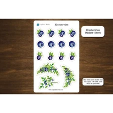 Blueberries Sticker Sheet | Planner and Journal Stickers | Decoration Stickers