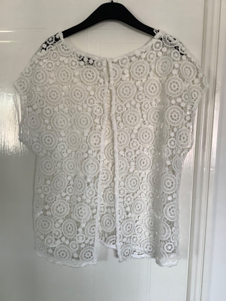NEXT. WHITE LACEY /CROCHET OVERSHIRT/ POOL COVER UP. HOLIDAY. SIZE 18