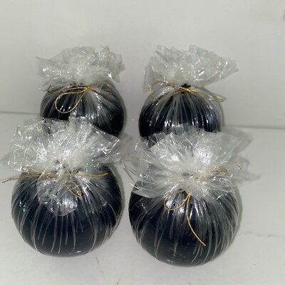 Black Candles- Unscented 3'' Hand Poured Round Premium Ball Candle Black 4 PCS