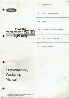 FORD CAPRI Mk3 2.8 INJECTION 1981- ORIGINAL FACTORY REPAIR MANUAL SUPPLEMENT