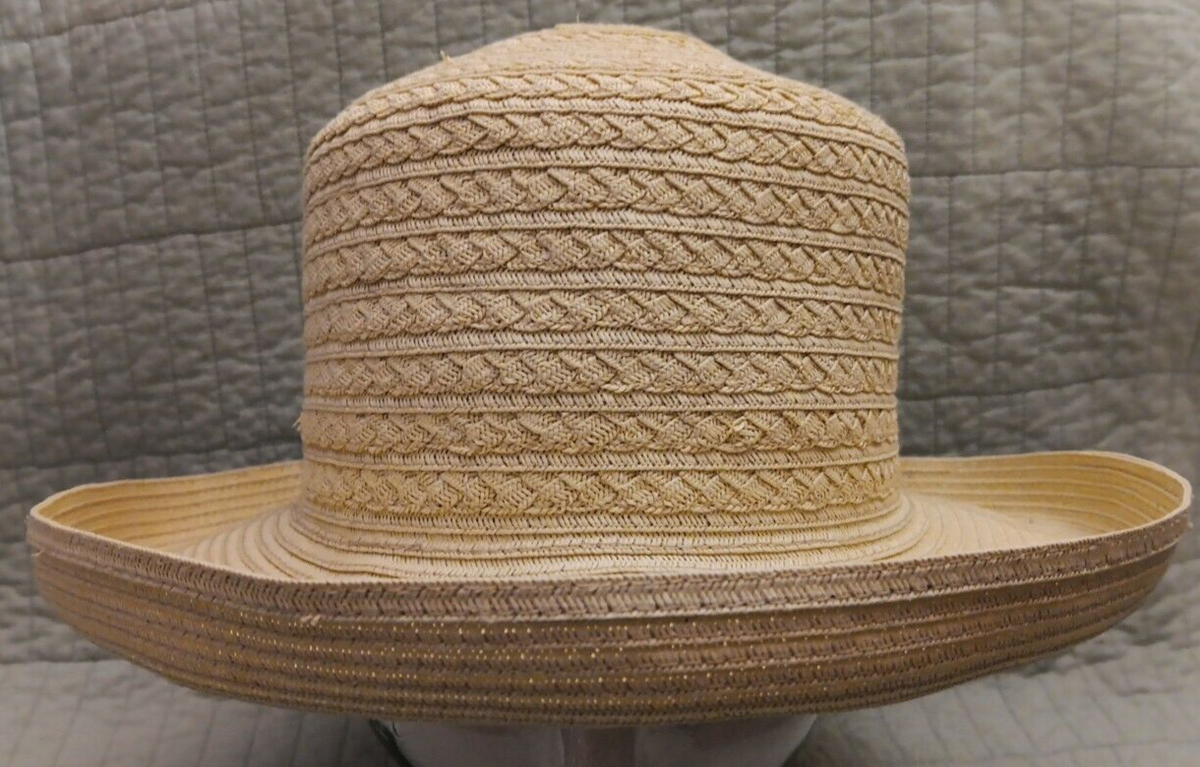 VILLAGER LIZ CLAIBORNE beach hat red with cream polka dot stitching size OSFA Vintage Liz Claiborne Straw Sun Hat Italy - Etsy main image 3