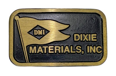 Dixie Materials Vtg Brass Belt Buckle Dyna Buckle Provo Utah 3.75  x 2.25 