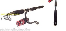 Shakespeare Firebird  Fishing Reel & Telescopic Travel Fishing Rod Line