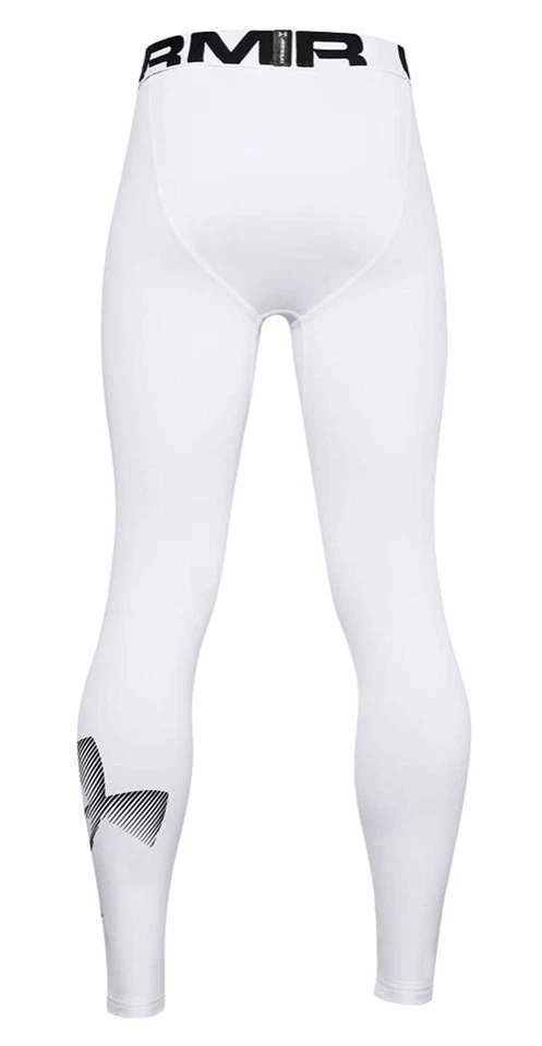 UNDER ARMOUR Coldgear White Black Leggings Football Baseball NEW Boys L 14 16 - Image 2 of 4