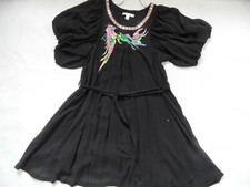 H&M MATTHEW WILLIAMSON schönes Tunikakleid Seide Papageien schwarz Gr.38 TOP 719