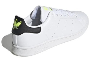 Adidas Stan Smith Lace up Sneakers White Black Yellow Perforated Men Shoes 13.5