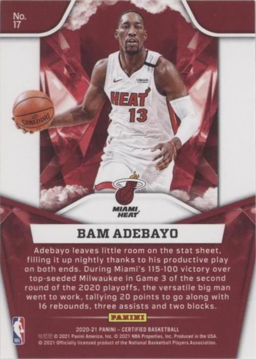 2020-21 Panini Certified - Bam Adebayo #17 for sale | eBay