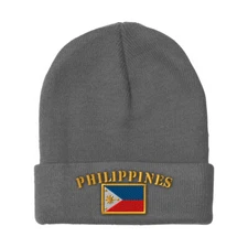 Beanies for Men Philippines Flag Embroidery Winter Hats Women Acrylic Skull Cap