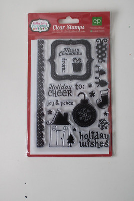 Echo Park Paper Holly Jolly Christmas Clear Stamp House Ornament Snowflake Light